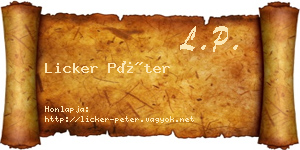 Licker Péter névjegykártya